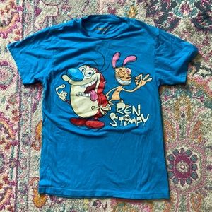Bright Blue “Ren & Stimpy” Nickelodeon T Shirt Size small